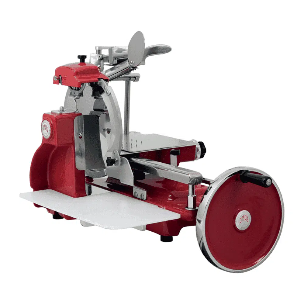 Omcan 46131 FAC Volano 12 Red Manual Meat Slicer with Standard Flywheel